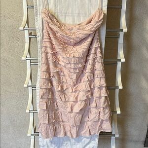 Pink Ruffled Strapless Dress